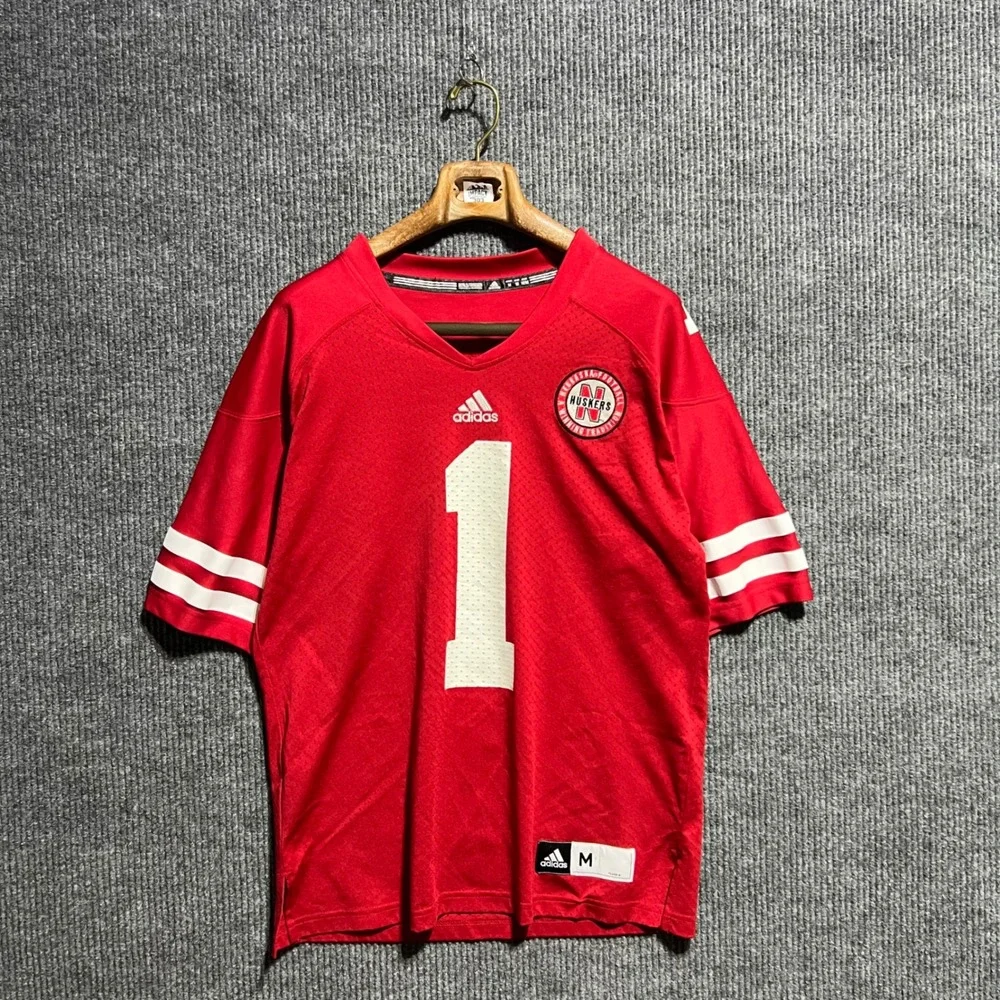 Adidas Nebraska Huskers Football Jersey Mens Medium Red NCAA Number 1 Mesh Shirt